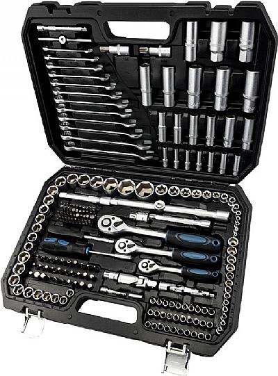 Σετ Κασετίνα με Καρυδάκια 1/2'', 1/4'' & 3/8'' με Καστάνια & Προέκταση 215Τεμ. Με Μύτες Γερμανικό Πολύγωνα - BORMANN Pro BHT5220