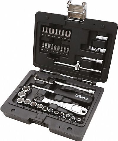 Συλλογή με 13 Εξάγωνα Καρυδάκια, 18 Μύτες, 4 Γωνιακά Κλειδιά Allen και 7 Βοηθητικά Εξαρτήματα, σε Κασετίνα - Beta EASY 903E/C42