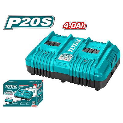 Επαγγελματικός Ταχυφορτιστής Διπλής Θύρας Για Μπαταρίες Λιθίου 20V - TOTAL TCLI2024