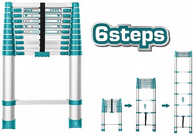Σκάλα Αλουμινίου Πτυσσόμενη 6 Σκαλοπάτια 1,9m - TOTAL THLAD08061