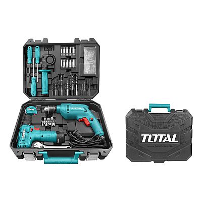 Σετ Ηλεκτρικός Δράπανος 680W Και Δραπανοκατσάβιδο Μπαταρίας 12V / 1.5Ah Σε Βαλίτσα με 119 τεμ. Εργαλεία - TOTAL THKTHP1192