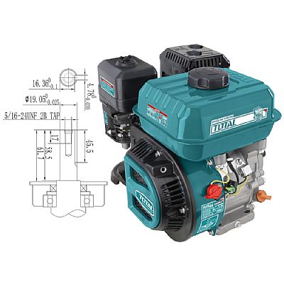 Επαγγελματικός Κινητήρας Βενζίνης 163cc/5.5HP Σφήνα - TOTAL TGEN16811
