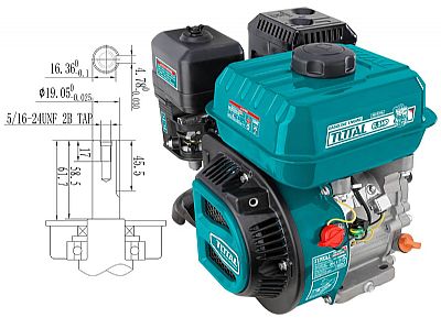 Επαγγελματικός Κινητήρας Βενζίνης 196cc/6.5HP Σφήνα - TOTAL TGEN16821