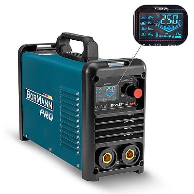 Ηλεκτροκόλληση Inverter Απόδοση 250Α/60%, Ψηφ.Οθόνης, Μεγ.Ηλεκτρόδιο 5mm + Ηλεκτρονική Μάσκα ηλεκτροσυγκόλλησης - BORMANN Pro BIW2250